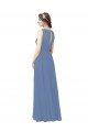 Windsor Blau Etui Illusion Ausschnitt Chiffon Lange Brautjungfernkleider Lieferanten