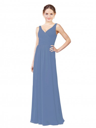Windsor Blau Etui V-Ausschnitt Chiffon Lange Brautjungfernkleider Lieferanten