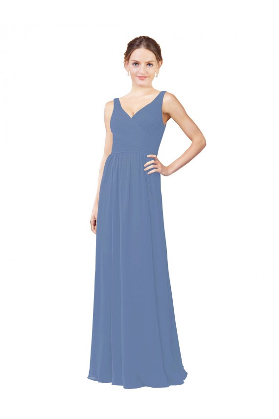 Windsor Blau Etui V-Ausschnitt Chiffon Lange Brautjungfernkleider Lieferanten