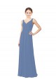 Windsor Blau Etui V-Ausschnitt Chiffon Lange Brautjungfernkleider Lieferanten