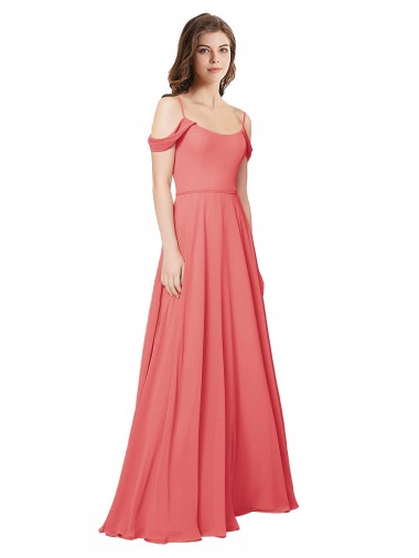 Wüstenrose A-Linien Off-Schulter Chiffon Lange Brautjungfernkleider Lieferanten