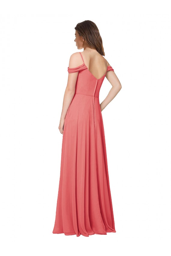 Wüstenrose A-Linien Off-Schulter Chiffon Lange Brautjungfernkleider Lieferanten