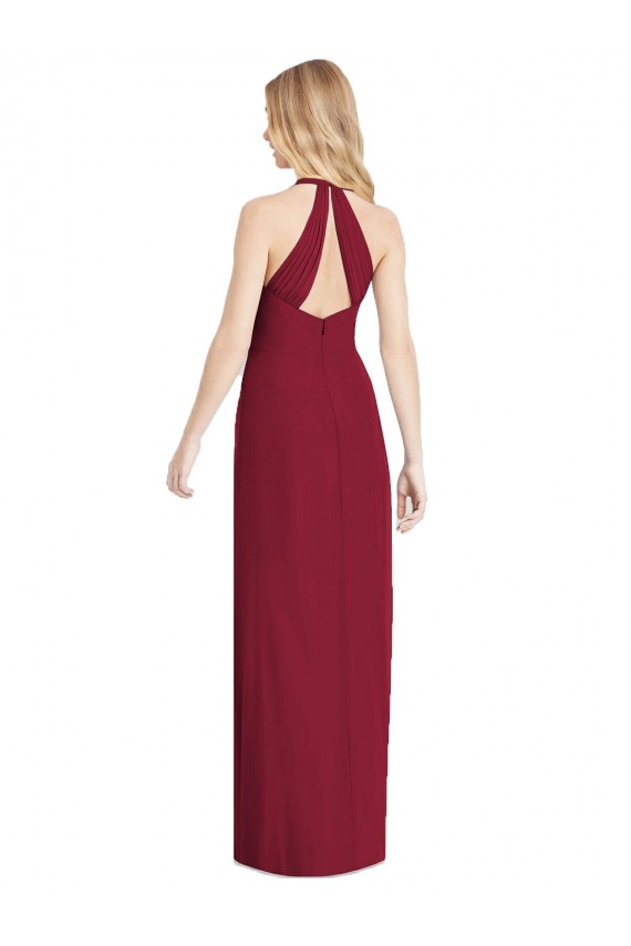 Wüstenrose Trompete Neckholder V-Ausschnitt Chiffon Lange Formale Brautjungfernkleider / Abendkleider Lieferanten
